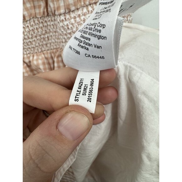 J. Crew Smocked Puff Sleeve Dress Women Medium Peach Gingham Milk Maid Peasant - Picture 7 of 13
